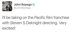 lobstmourne:  jawnbaeyega:  John Boyega announced he’ll be