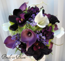 idealpinner:  Plum Wedding bouquet - 3 piece set - Real touch