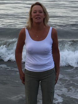 oldbutnotdead67:  Dee flashing in the ocean. Sorry not more skin but it was cold!https://www.tumblr.com/blog/oldbutnotdead67Â  #hotwifeDTribute photos encouraged!