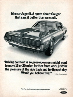itcars:  Classic Car Ads: Ford Mercury Cougar  Advertisement