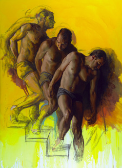 Dario Ortiz, Hombres bajando una escalera, homenaje a Duchamp,