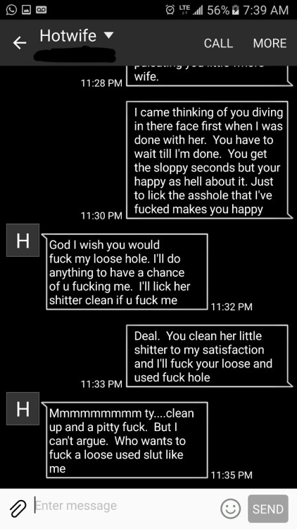 bi-cuck:  My hotwife wants to try being a cuckquean so she knows why I love being a cuck so much.  Judging by the conversation, I think she has the just of it.  I canâ€™t wait till we act this out for her. 