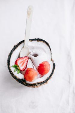 intensefoodcravings:Strawberry Watermelon Coconut Ice Cream |