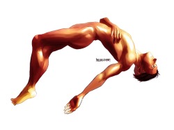 muscle study and lighting became a really sad floating naked