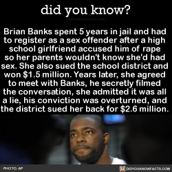 did-you-kno:  Brian Banks spent 5 years in jail and had  to register