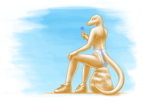 Just some pose practice, and doodled a gecko enjoying a thong