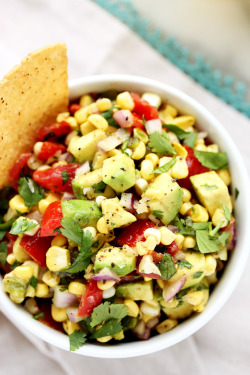 vegan-yums:  Sweet & Smoky Poblano, Corn, and Avocado Salsa