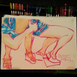 Drawings of Johnny Blazes and Madge of Honor from Dr. Sketchy’s