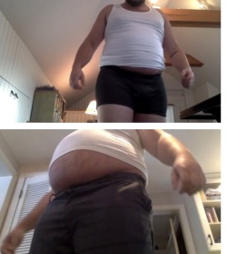 johnnyfatboy:  Same shirt before and after a gainer cruise. The