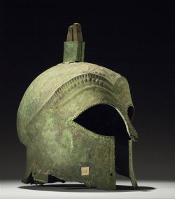 ancientpeoples:  Corinthian Helmet 600-550 BC Archaic Greek (Source: