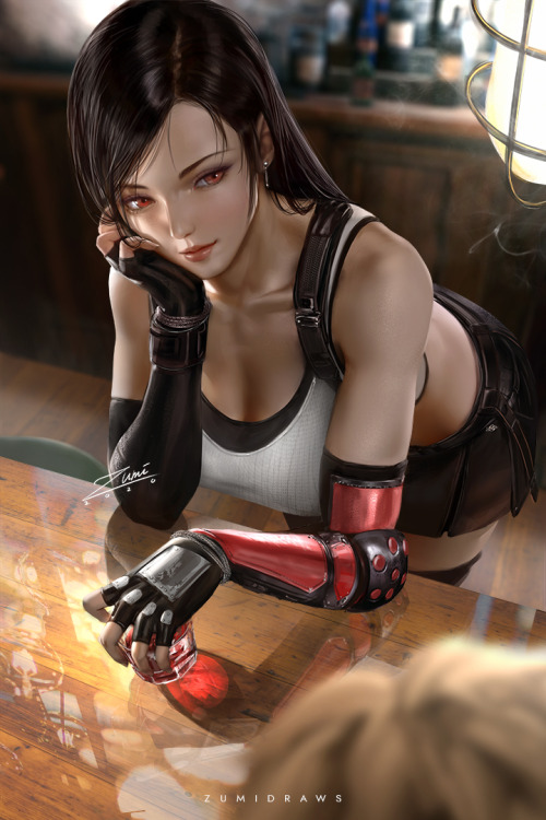 zumidraws:   Decided to draw Tifa again^^   High-res version,