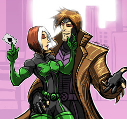 sabrerine911:  A Rogue and Gambit piece I just finished.My favorite