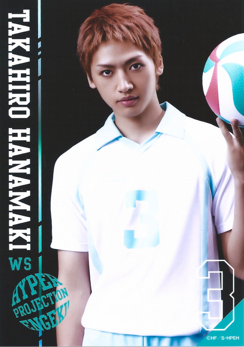 nimbus-cloud:   Hyper Projection Engeki Haikyuu Aoba Johsai Bromide Scans - Third Years Oikawa Tooru - Asuma KousukeIwaizumi Hajime - Hirata YuyaMatsukawa Issei - Hatakeyama RyoHanamaki Takahiro - Kanai Sonde Please credit for scans; these are NOT cosplay