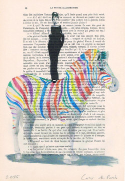 canvaspaintings:  Audrey Hepburn standing on colorfull zebra