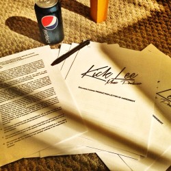 iamkickklee:  Late night signing contracts for my beats. #music