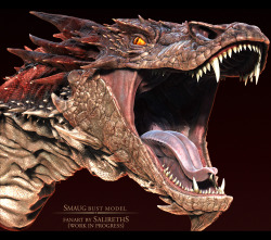 Smaug Bust WIP - by SalirethS This is a pretty awesomely rendered