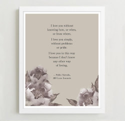 canvaspaintings:  Pablo Neruda Love Poem with Watercolor Peonies