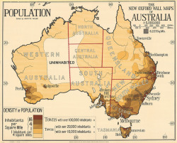 mapsontheweb:  Population map of Australia, c. 1920.Only 4 cities