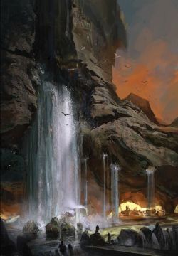 fantasy-art-engine:  Sunset Falls by Sona Sargsyan 