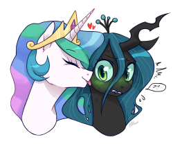 kittiepng: i was commissioned 2 draw celestia and chrysalis being