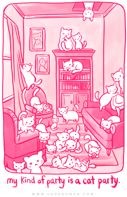 kitty-sylvie:  lisasterle:cat party shirts & postersmeow