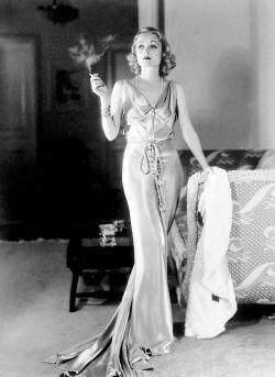 wehadfacesthen:Constance Bennett, 1936, wearing a slinky bias-cut