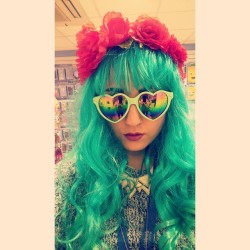 #me #Selfie #bluehair #fakehair #heartshapeglasses #sunglasses