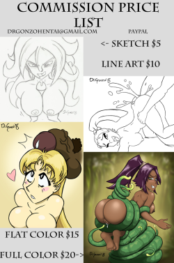 Here’s a price sheet to show off some examples of my art! If