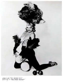 Jennie Lee           aka. “The Bazoom Girl”..Publicity still from a Photo Set promoting her 1961 Burlesque short film: “HOLLYWOOD BUSTOUT”..