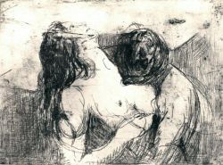 nobrashfestivity:Edvard Munch, Study for The Kiss, 1895