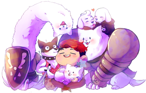 aohoshiart:  mark looks so happy with all of the doggos ~