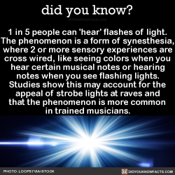 did-you-kno:  1 in 5 people can ‘hear’ flashes of light.