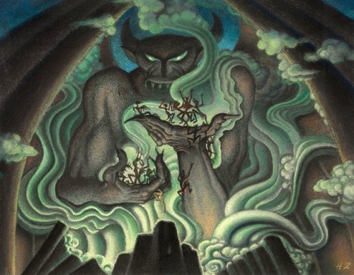 magictransistor:  Kay Nielsen. Night on Bald Mountain (Conceptual art for Fantasia), 1940.  Fantasia