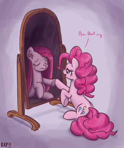 king-kakapo:   I want pinkie looking into a mirror with pinkamena