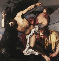 St. Sebastian tended by St. Irene. Antonio Zanchi. Italian. 1631-1722.