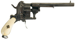 peashooter85:  Engraved 12 shot ivory handle pinfire revolver,