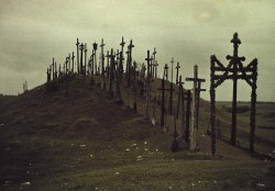 leradr:  Gustav Heurlin - View of a walkway lined with crucifixes