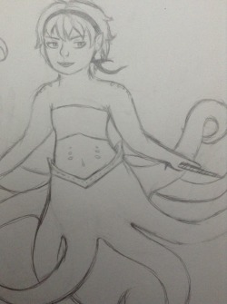 justanotherweirdonamedtaira:  sketch of Mermaid!Rose based on