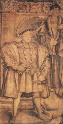 Henry VIII and Henry VII, cartoon for wall painting in Whitehall,