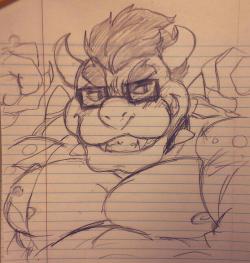 thewildwolfy:Had the urge to draw Hipster Bowser but also pecs,