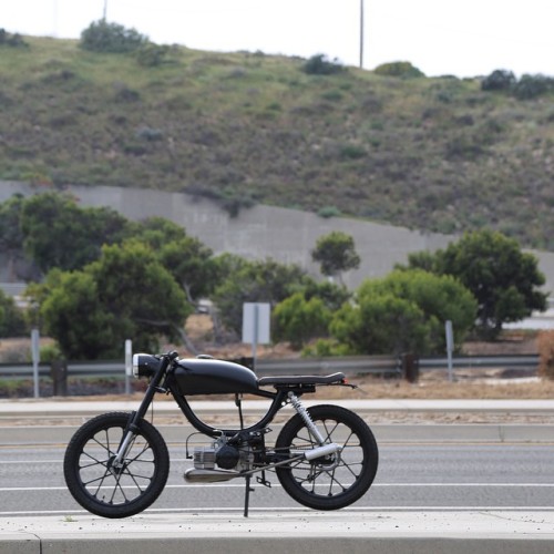 caferacersofinstagram:  Moped Monday featuring @spectermotors || â€œIâ€™ve been working on mopeds and motorcycles for over 5 years now. Left my job start to my garage at 22. This moped is my first ever complete from the ground up Specter Motors build