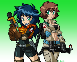 rcasedrawstuffs:  Ghostbusters Kylie and Lucy   With all the talk of female Ghostbusters I was inspired to do a drawing video of two I know of, Kylie from Extreme Ghostbusters and Lucy from the Bishoujo statue 