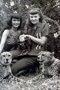 tallulahdreaming:  Bettie Page in leopard costume made by herself,