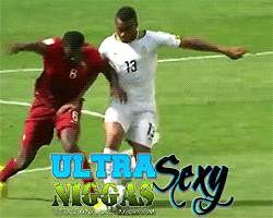 ultrasexyniggas:  Jordan Ayew — Striker for Olympique de Marseille Football Club (France) and also part of the Ghana National Football (Soccer) Team … Check him out in this snippet from the #WorldCup in a match against Portugal… The brotha is packing