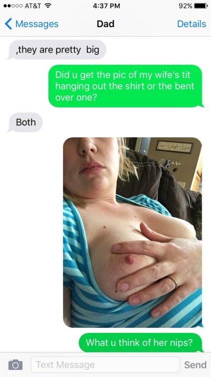 wifeluvscock:  Even my dad likes my wifeâ€™s tits!! 