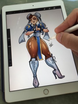 reiquintero:  Chun Li Coloring on IPad Pro :) still figuring