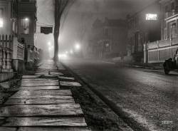 undr:  Jack Delano. Night and Fog. New Bedford, Massachusetts.