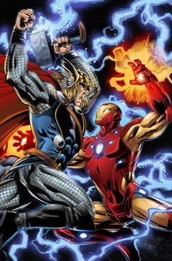 godtricksterloki:  comicbookartwork:  Thor Battles Iron Man 