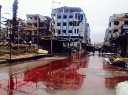insurrectionnews:A river of human blood in Douma, Damascus, Syria