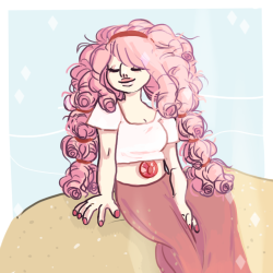 drawnjawns:  rose quartz in her casual beach attire outfit